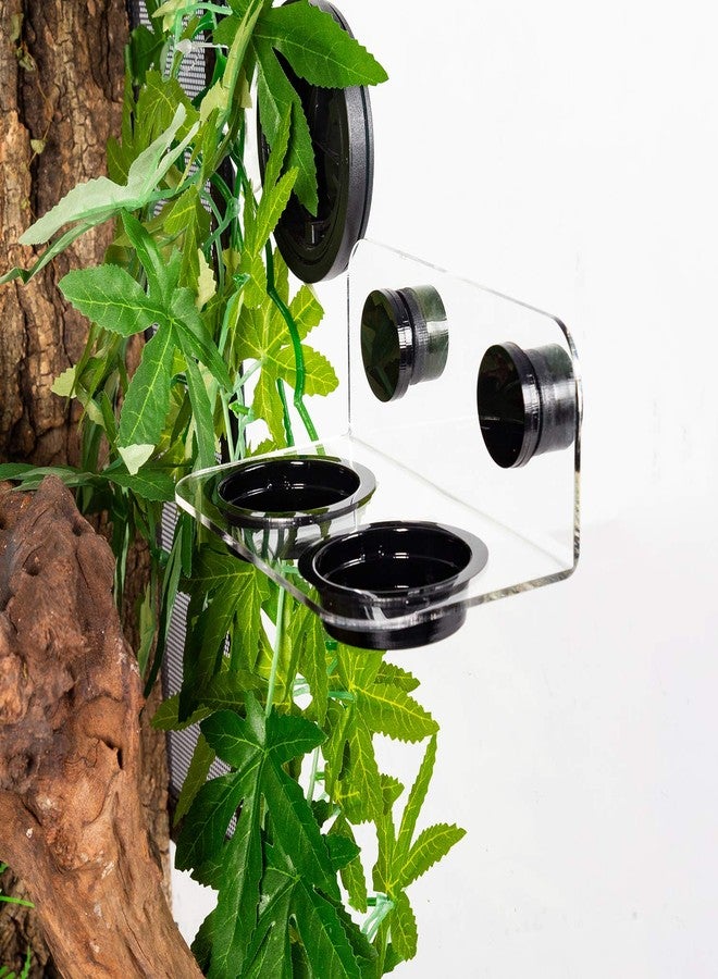 WACOOL Magnetic Reptile Ledge, Acrylic Gecko Feeding Ledge with 6PCS Cups, Reptile Food Water Feeder Dish for Geckos Iguana Chameleon Pets (White) - Image 5